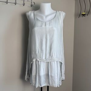 Bella by Cassie Silk Blend Lined Asymmetrical Sleeveless Top Gray‎ L/XL Fairy